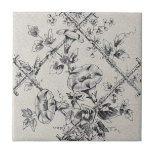 Carreau Bambou Trellis Repro en bambou noir et blanc