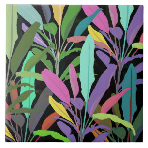 Carreau Banane colorée tropicale Feuille Motif noir