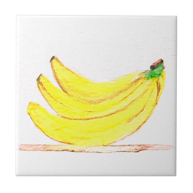 Carreau Bananes fruits aquarelle Cuisine rustique Tropical (Devant)