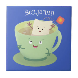 Carreau Bande dessinée de la tasse de thé mignonne humour 