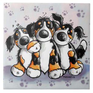 Carreau Bande dessinée drôle de trois de Bernese chiens 