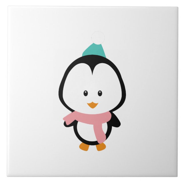 Carreau Bande dessinée mignonne de pingouin (Devant)