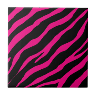 Carreau Bandes de zèbre noir et rose poster de animal exo