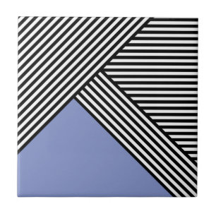 Carreau Bandes noires et blanches avec triangle bleu