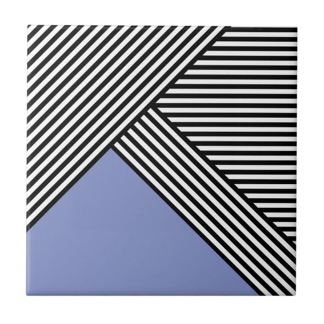 Carreau Bandes noires et blanches avec triangle bleu (Devant)