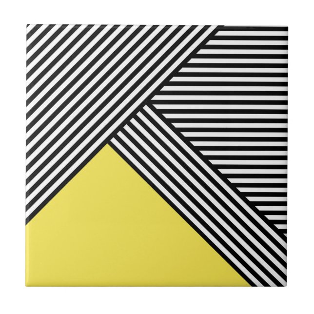 Carreau Bandes noires et blanches avec triangle jaune (Devant)