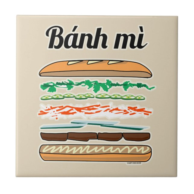 Carreau Banh Mi sandwich vietnamien baguette de pain franç (Devant)