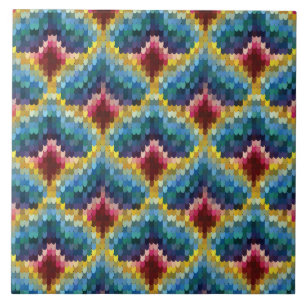 Carreau Bargello coloré Brodery Boho Chic Motif