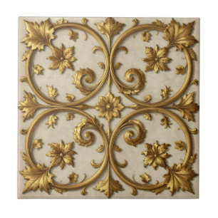 Carreau Baroque Orné Filigrane Doré