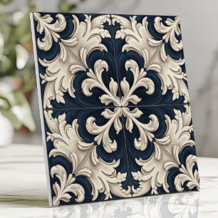 Carreau Baroque Ornemental Ivoire et Nuit