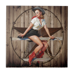 Carreau Barre Wood Texas Star pays occidental Cowgirl