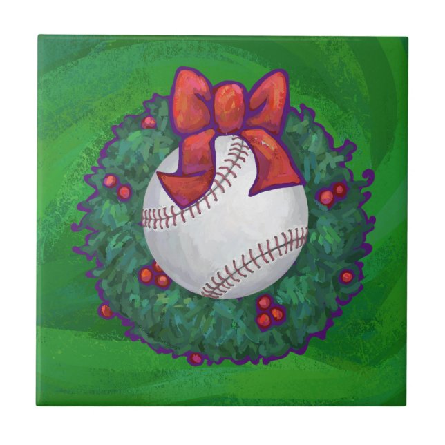 Carreau Baseball dans la couronne de Noël (Devant)