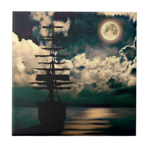 Carreau Bateau à voiles avec carrelage pleine lune