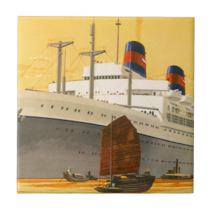 Carreau Bateau de croisière vintage vers l'Orient avec des