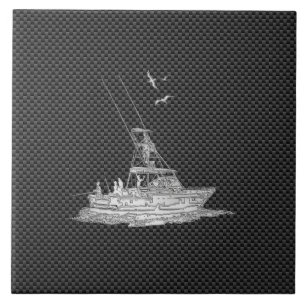 Carreau Bateau de pêche style Chrome sur fibre de carbone
