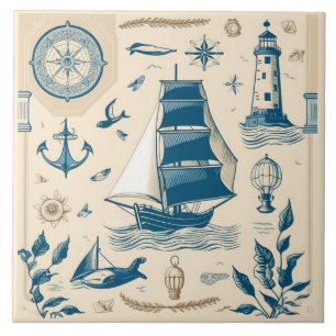 Carreau Bateau nautique et océanique Céramique à thème No2