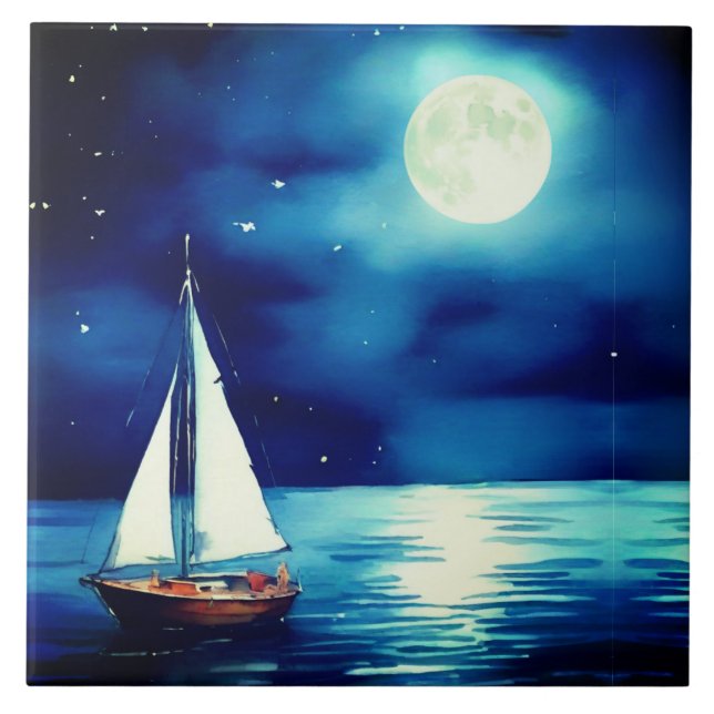 Carreau Bateau sous Pleine lune (Devant)