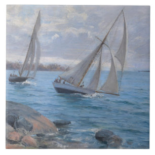 Carreau Bateaux à voile sur la rivière