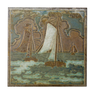 Carreau Bateaux à voile sur l'océan Art Vintage à thèm