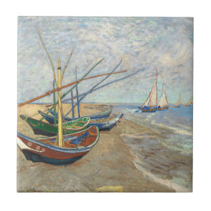 Carreau Bateaux de pêche sur la plage par Vincent Van Gogh