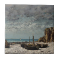 Bateaux sur une plage, Étretat - Gustave Courbet