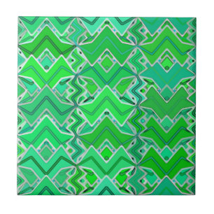 Carreau Batik tribal à Jade Green et Lime Green