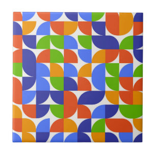Carreau Bauhaus Mid Century Motif Bleu, Orange, Vert
