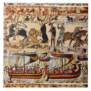 CARREAU BAYEUX TAPESTRY 1066 CHEVALIERS NORMAUX, NAVIRES V