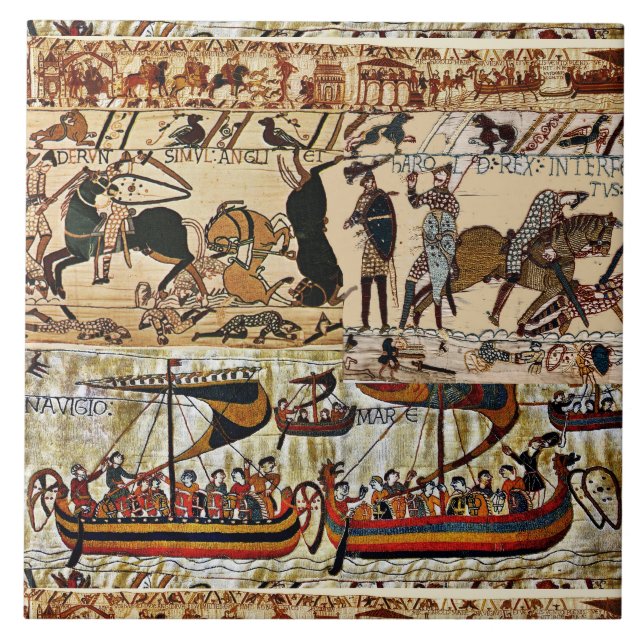 CARREAU BAYEUX TAPESTRY 1066 CHEVALIERS NORMAUX, NAVIRES V (Devant)