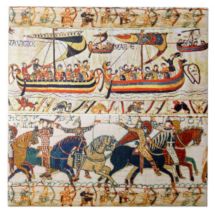 CARREAU BAYEUX, TAPISSERIE NORMAN KNIGHTS, NAVIRES VIKING,