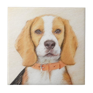 Carreau Beagle Hound Dog Peinture Animal Art original