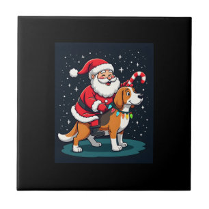 Carreau Beagle Xmas Éclairage Père Noël à Cheval Beagle Ch