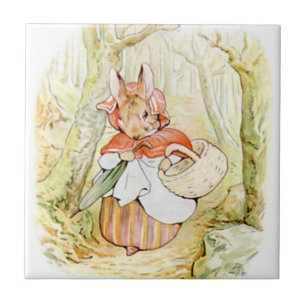 Carreau Beatrix Potter mignon, Mme Rabbit, tuile faite sur