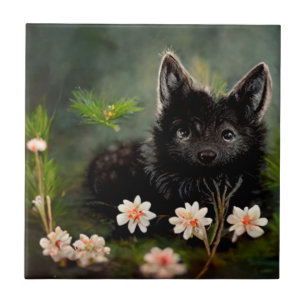Carreau Beau animal sauvage à fleurs