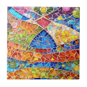 Carreau Beau arc-en-ciel Abstrait Faux mosaïque art