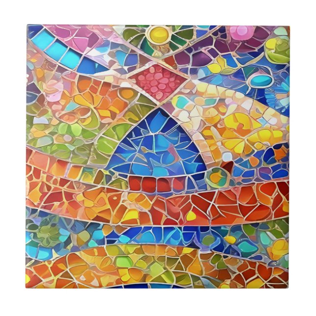 Carreau Beau arc-en-ciel Abstrait Faux mosaïque art (Devant)