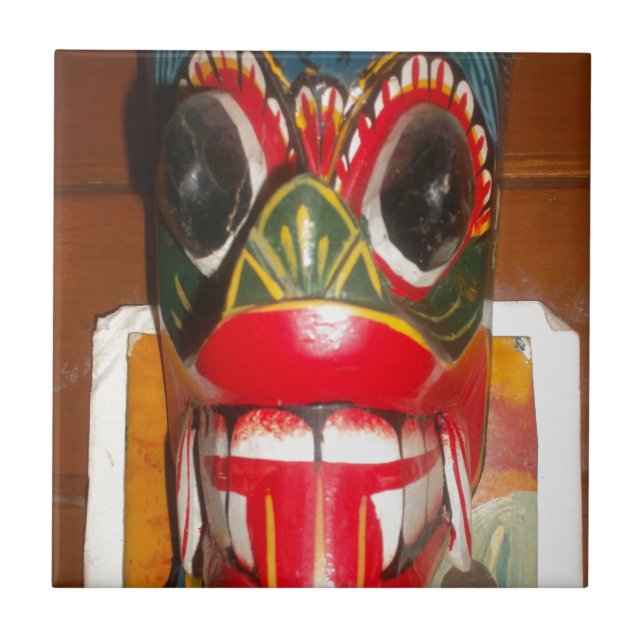 Carreau Beau art traditionnel sri-lankais de masques de fe (Devant)