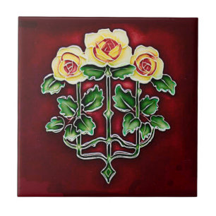 Carreau Beau carrelage Art Nouveau Rose en céramique
