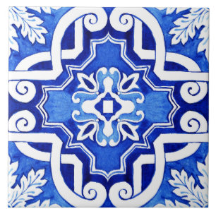 Carreau Beau Carrelage en céramique Bleu Peint Style.
