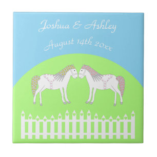 Carreau Beau Cheval Mariage Blanc Personnalisé
