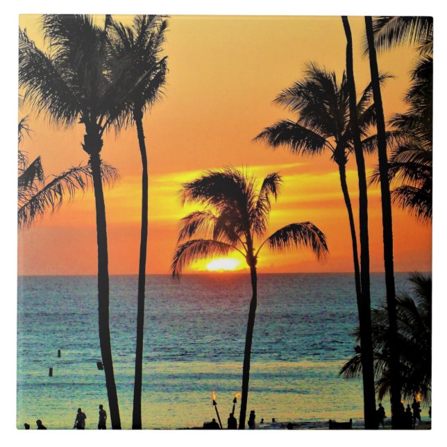 Carreau Beau coucher de soleil hawaïen (Devant)