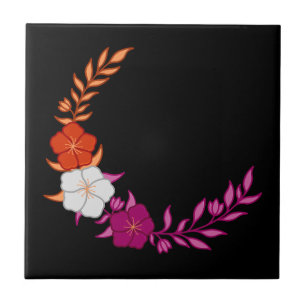 Carreau Beau croissant de fleurs lesbiennes subtiles