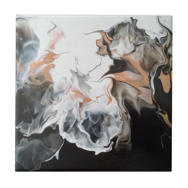 Carreau Beau, dramatique, noir/or art abstrait (Devant)