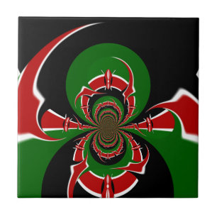 Carreau Beau drapeau Kenya noir rouge vert couleur design