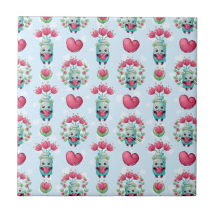 Carreau Beau Floral Mason Jar Hearts Motif