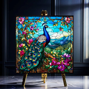 Carreau Beau Peacock Parmi Jardin Fleur