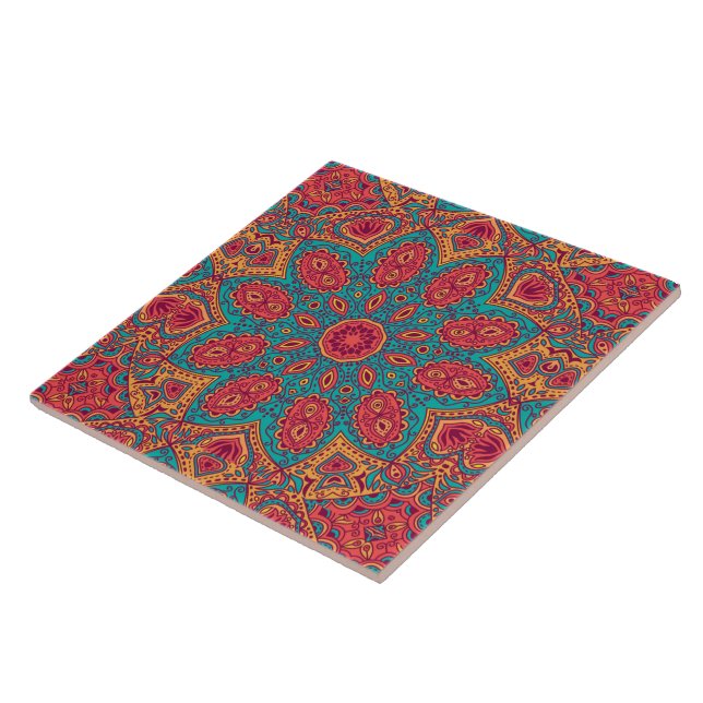 Carreau Beau rose Turquoise orange Zen Motif (Côté)