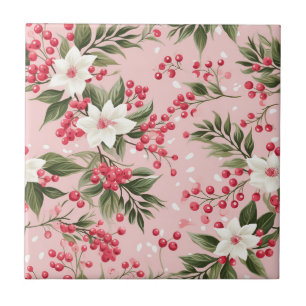 Carreau Beau Shabby Chic rose Noël Berry Floral