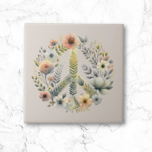 Carreau Beau signe de paix les années 70 rétro Floral