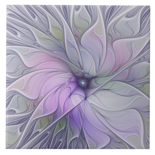Carreau Beauté étonnante Fleur d'art Abstrait fractal mode (Devant)
